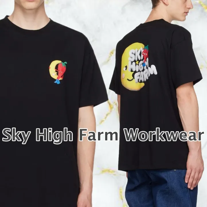 Sky High Farm Workwear  |Crew Neck Street Style Cotton Short Sleeves Logo