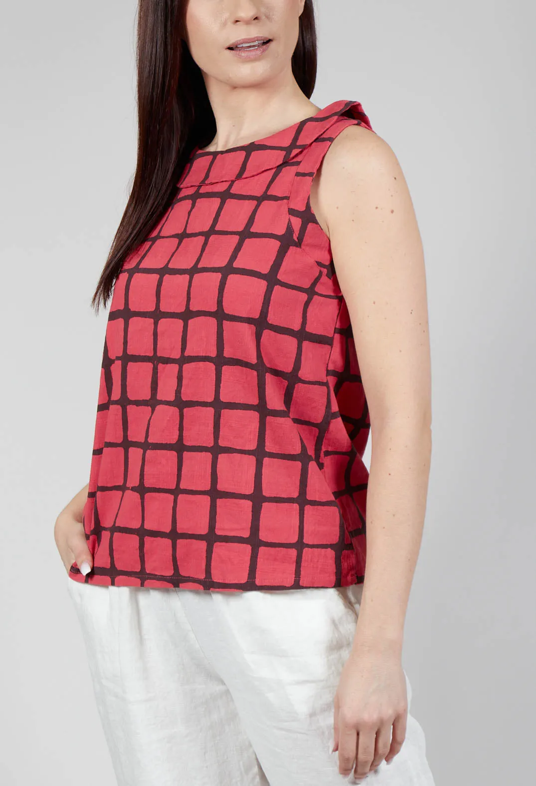 Stitch Detail Vest Top in Chili