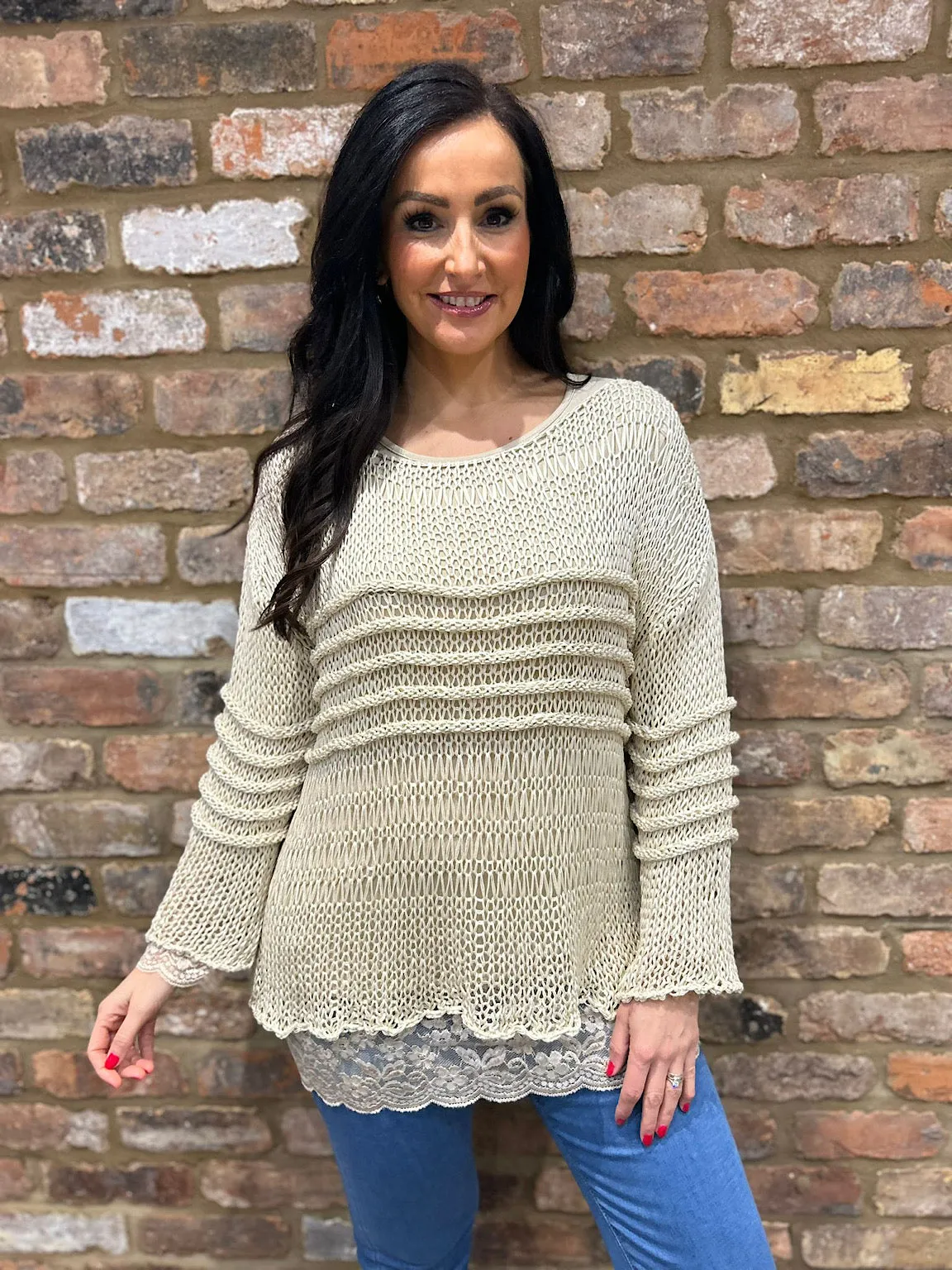 Stone Loose Knit Jumper JoJo