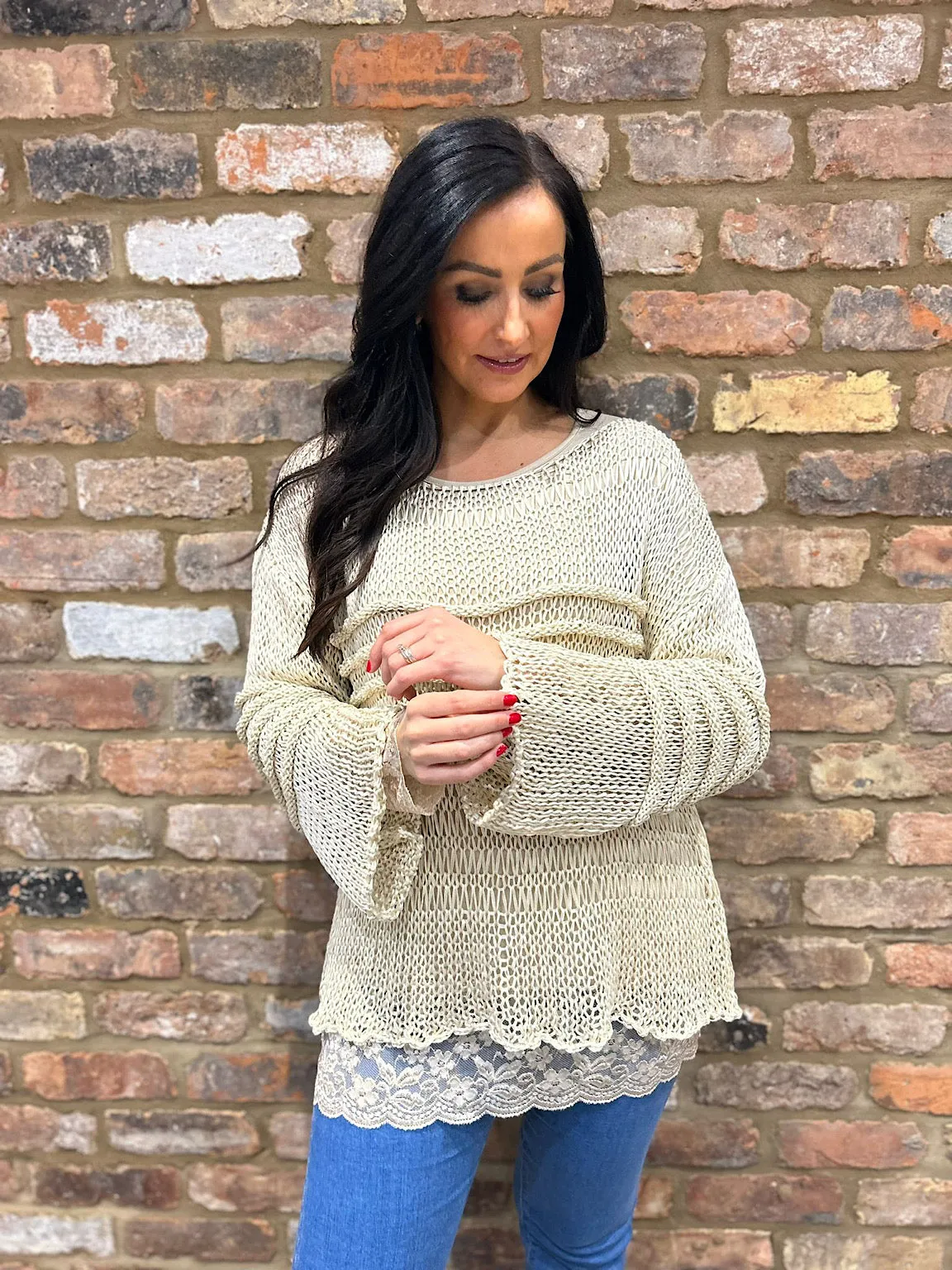 Stone Loose Knit Jumper JoJo