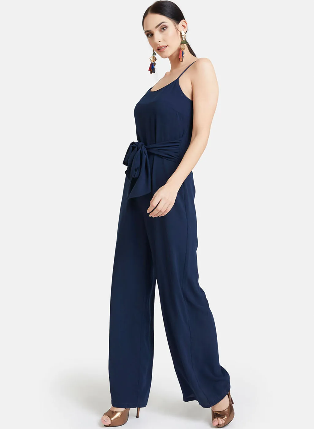 Strappy Jumpsuit With Waist Tie-Up