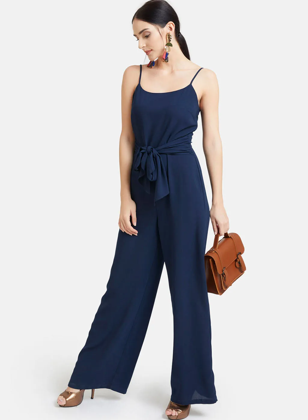 Strappy Jumpsuit With Waist Tie-Up