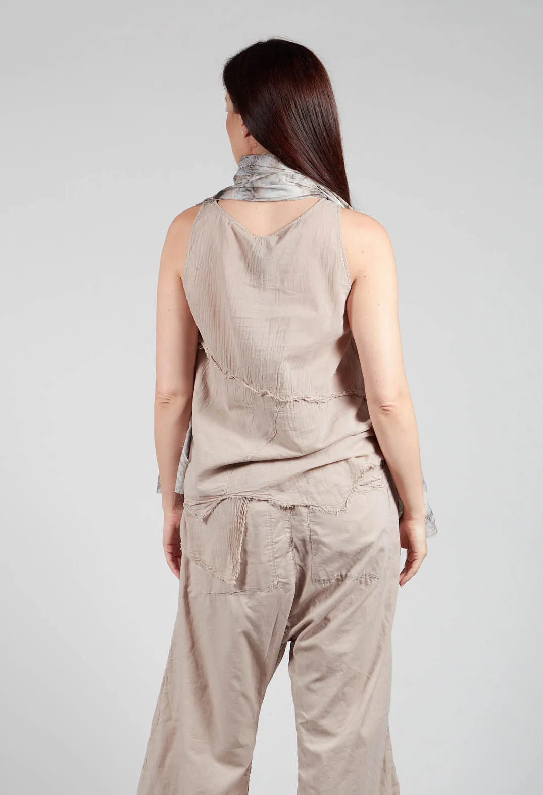 Vest Top with Raw Edges in Greige