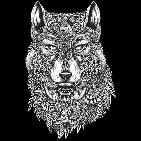 Wolf Throw Pillow, Spooky Home Decor, Halloween Theme, Native American Art, Scary Gift, Black Throw Pillow, Black White Decor, A