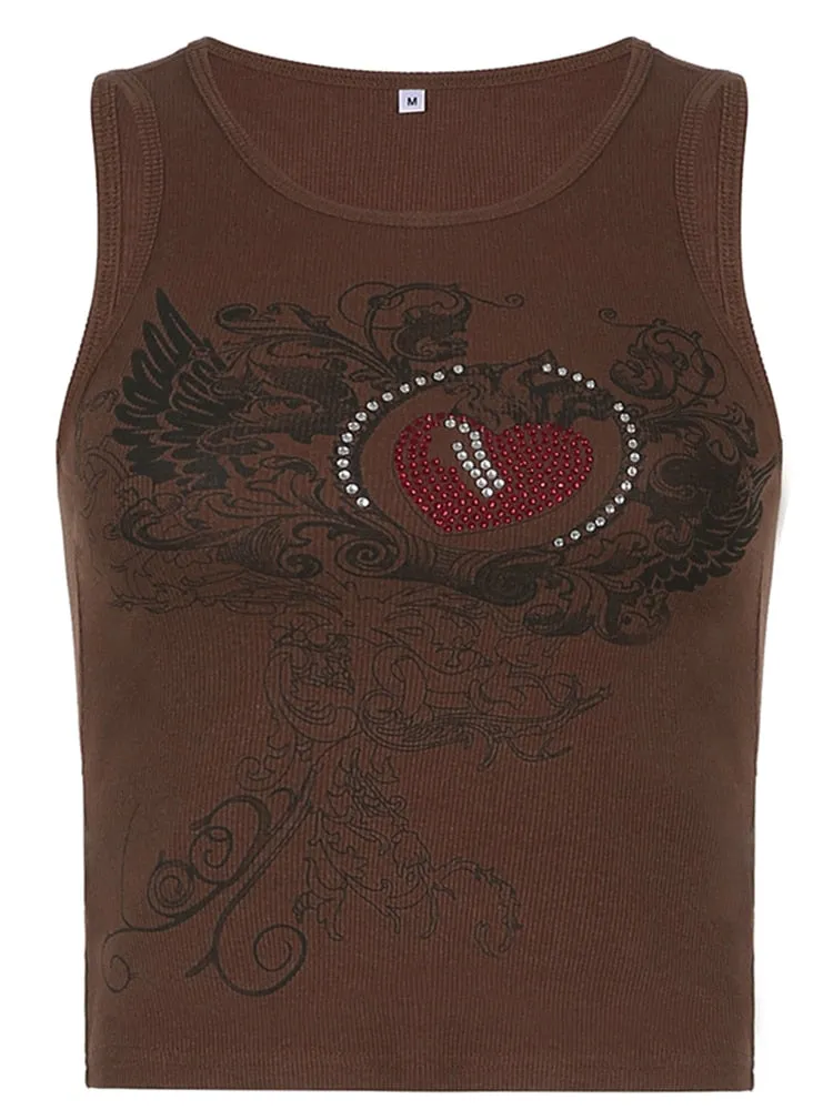 Women's Summer Diamonds Printed Mini Vest Sleeveless Camisoles