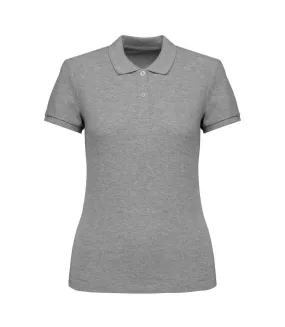 Womens/ladies pique polo shirt moon grey/heather Native Spirit