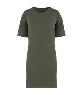 Womens/ladies t-shirt dress organic khaki Native Spirit