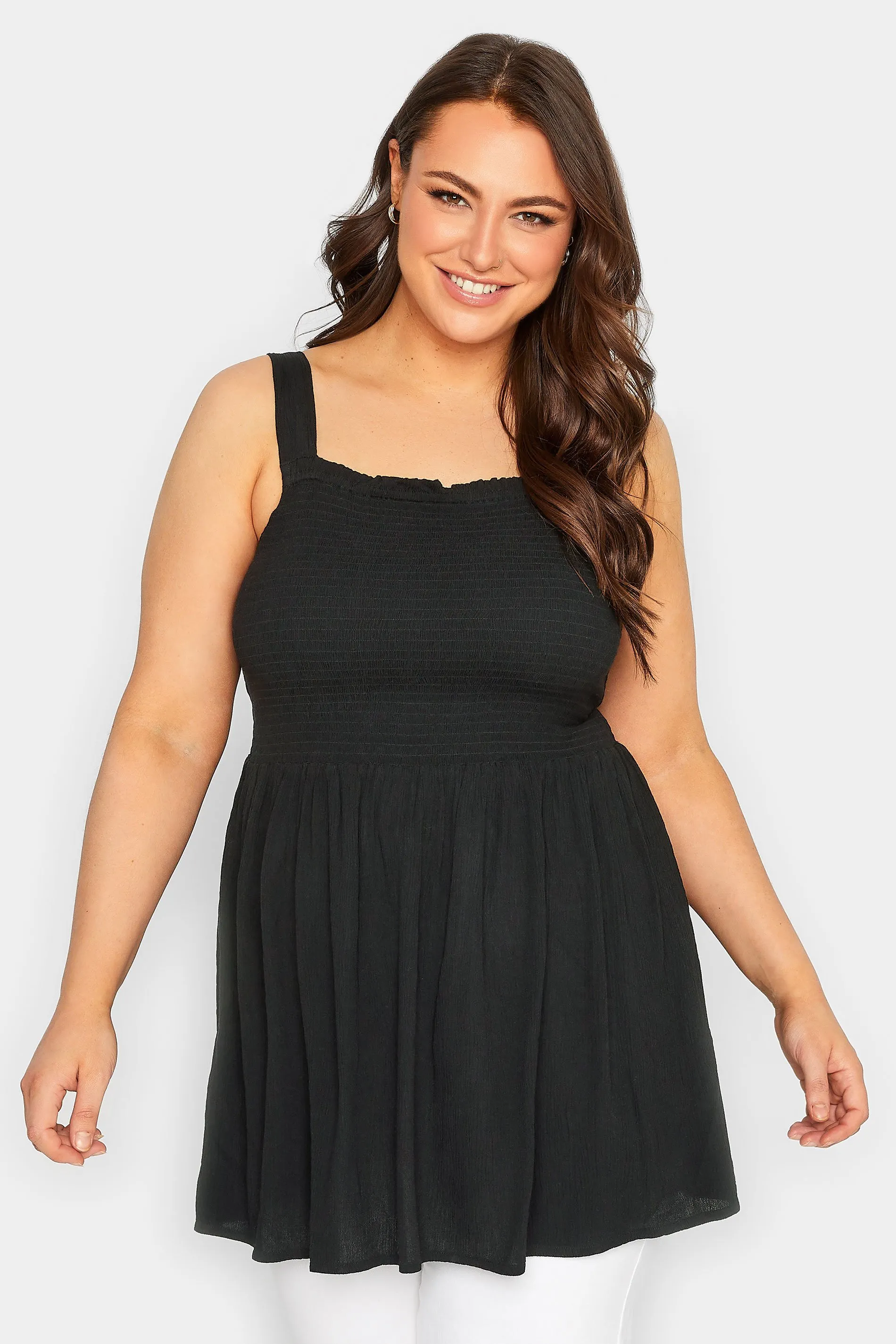 YOURS Curve Black Crinkle Vest Top