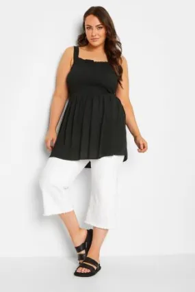 YOURS Curve Black Crinkle Vest Top