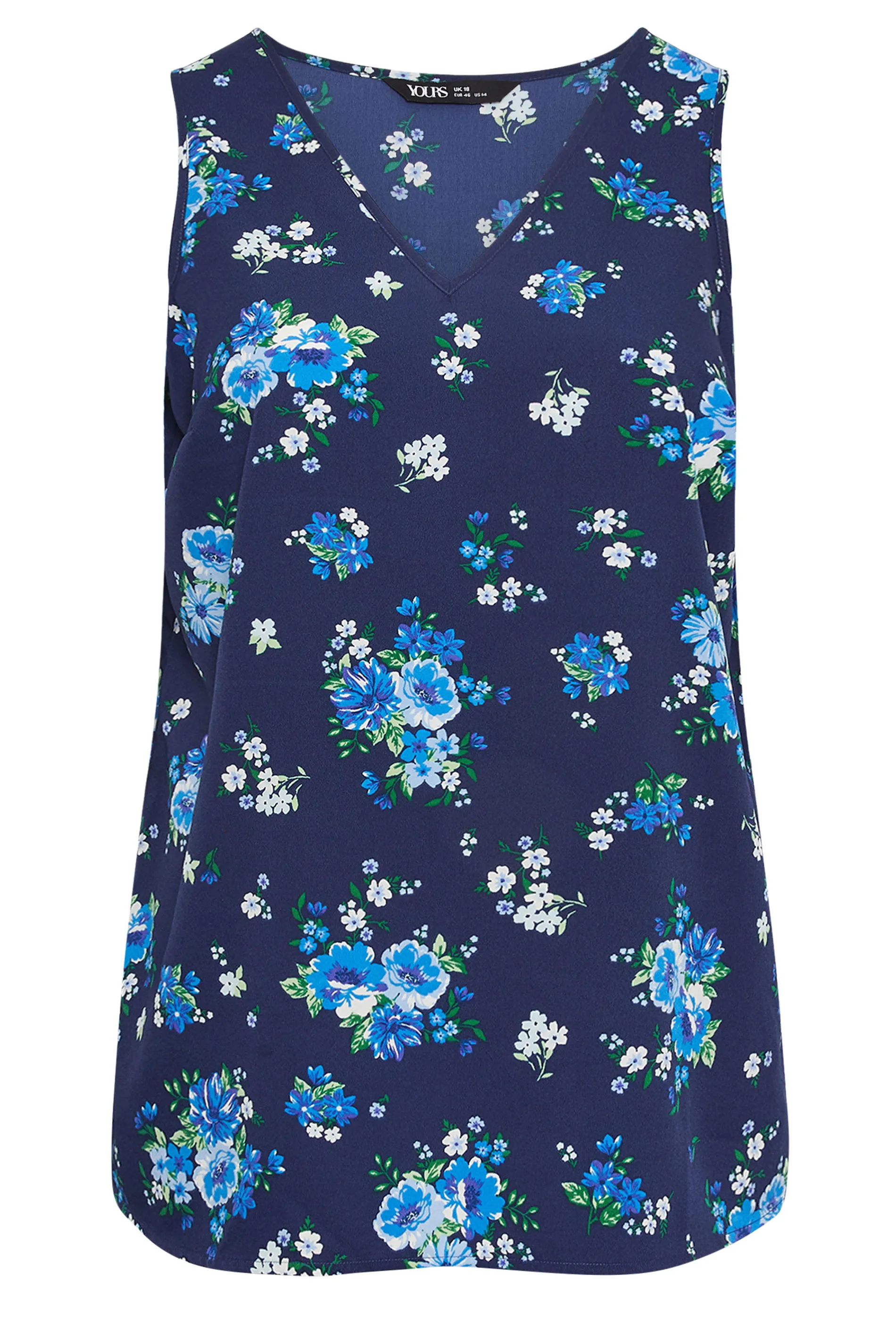 YOURS Curve Navy Blue Floral Print Vest Top