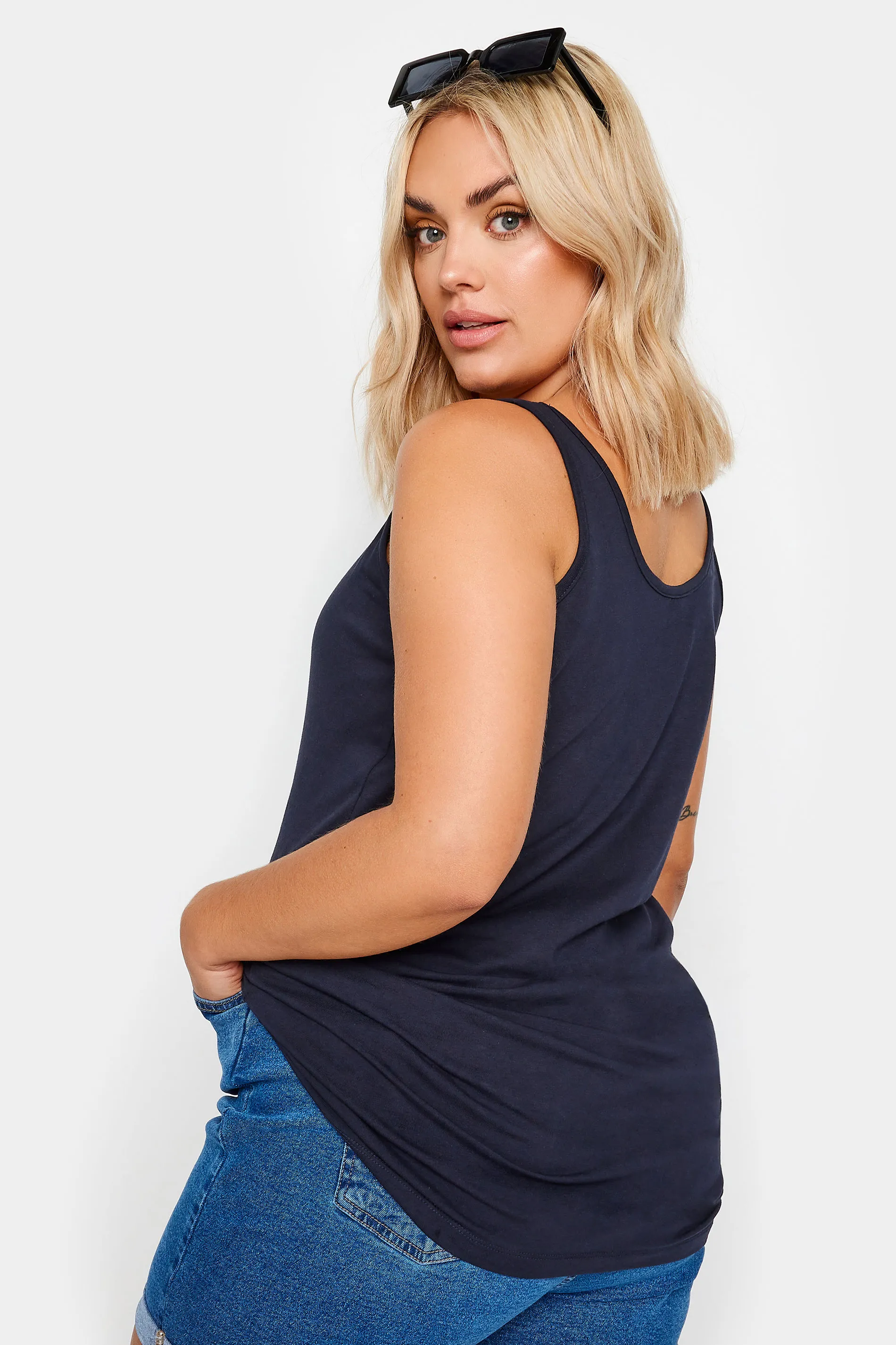 YOURS Curve Navy Blue Longline Vest Top